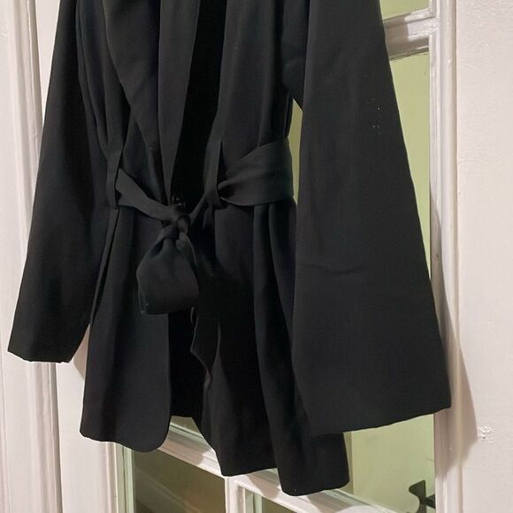 Karin Morgan collection vintage black belted blazer suit jacket size medium - Picture 8 of 14